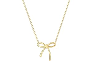 Risamil 14K Gold Plated Necklace for Women - Bow Necklace - Dainty Necklace Cute Small Tiny Bow Pendant Choker Chain Necklace Trendy Necklaces for Women Jewelry Gift