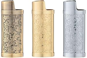 Ambrogio.L 3 Pieces Lighter Case Sleeve Holder Cover Fit for Mini BIC Lighter J5,Bronze + Silver + Golden
