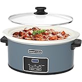 HOMECOOKIN 8-Quart Programmable Slow Cooker with Timer Keep Warm - Small Kitchen Appliance for Family Dinners - Serves 6+ People (Blue)