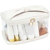 lllyan Makeup Bag Toiletry Bag for Women Large Capacity Transparent Makeup Bag Travel Bag for Toiletries Waterproof, Portable, Open Plan Design, Essential for Travel(White)
