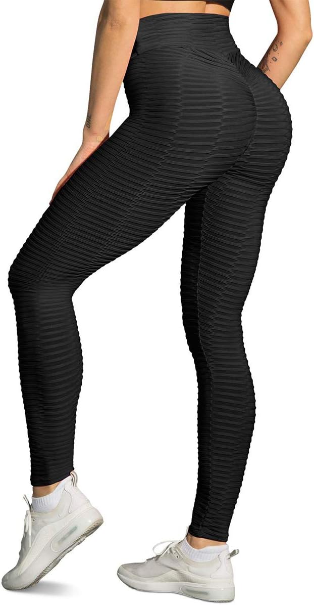 Women Ruched High Waist Yoga Pants Butt Lift Tummy Control Workout Leggings for Gym Running