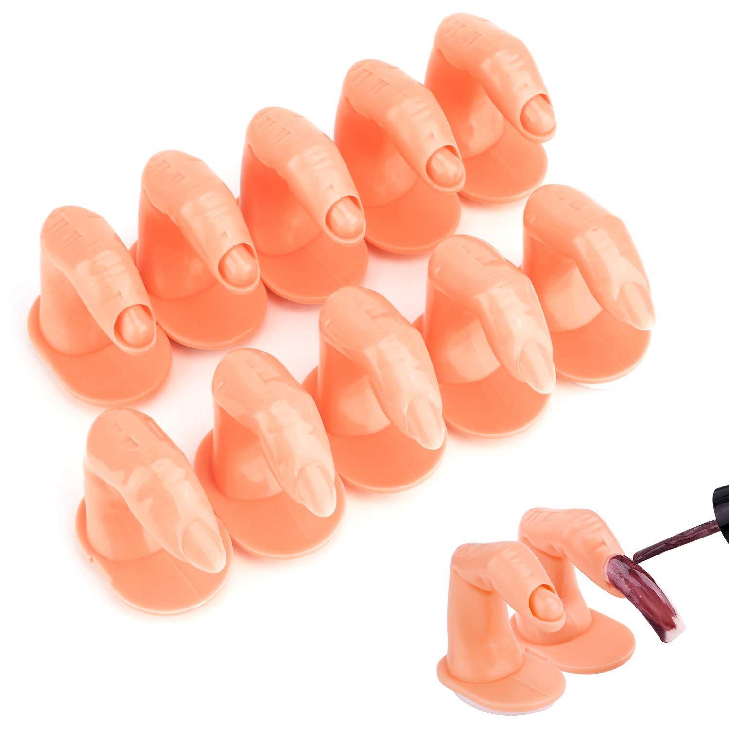 MWOOT Practice Fake Finger for Manicure Nail Art Training, 10 Pcs Fingers Model