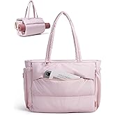 BAGSMART Tote Bag for Women, 22L Puffer Gym Bag for 40oz Tumbler, Work Tote Handbag for Travel Yoga College
