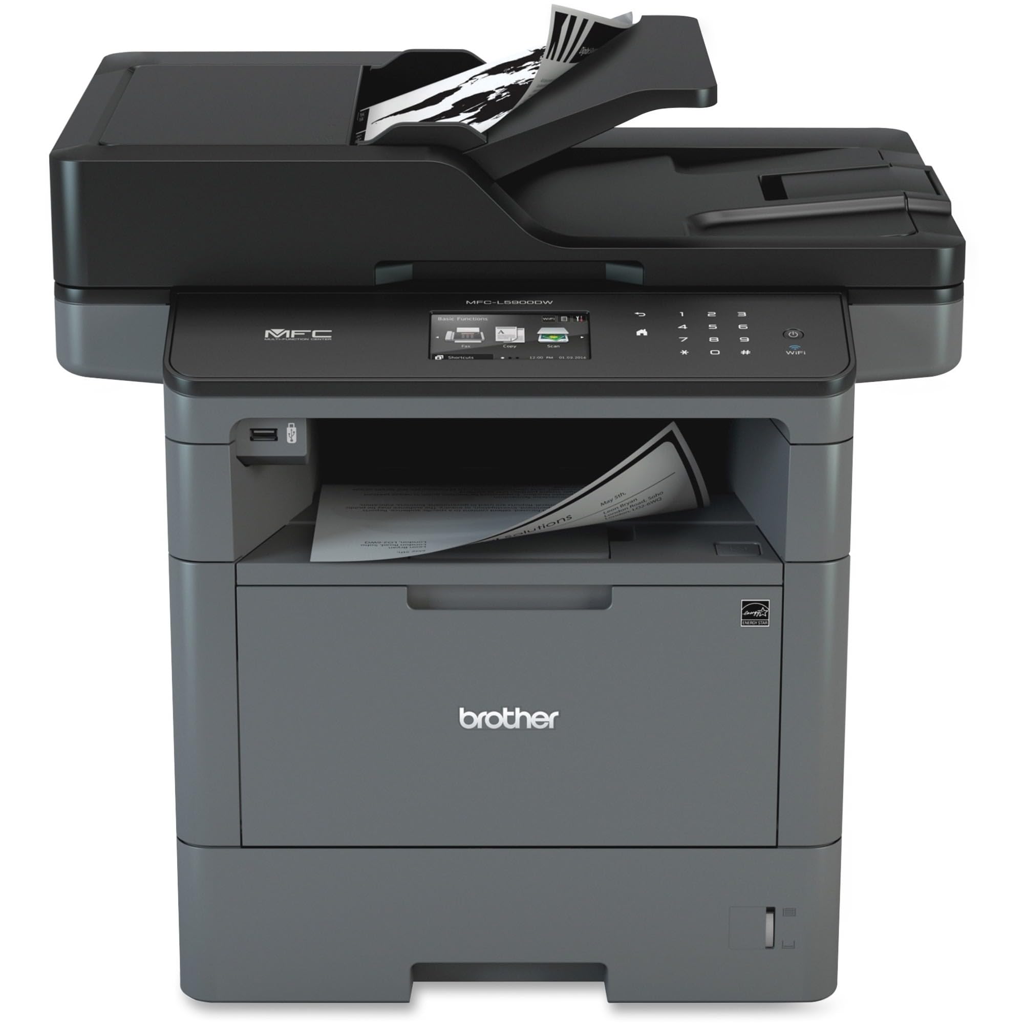 Brother Monochrome Laser Printer, Multifunction Printer, All-in-One Printer, MFC-L5900DW, Wireless Networking, Mobile Printing&Scanning, Duplex Print, Copy&Scan, Amazon Dash Replenishment Ready, Black