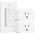 DEWENWILS Remote Control Outlet, Wall Mounted Wireless Light Switch, 2 Independent Control Sockets Electrical Remote Outlet S