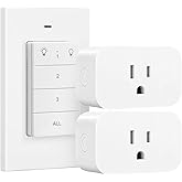DEWENWILS Remote Control Outlet, Wall Mounted Wireless Light Switch, 2 Independent Control Sockets Electrical Remote Outlet S