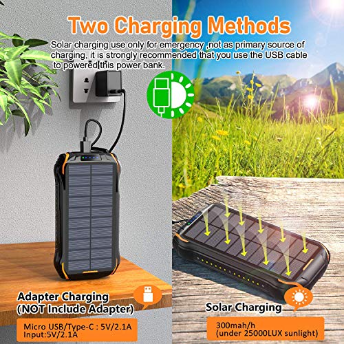 Solar Power Bank Solar Charger mah Solar Panel Charger With Led Flashlights And 3 Usb Output Ports External Backup Pack For Camping Outdoor Solar Phone Charger For Iphone Android Cell Phones Pricepulse