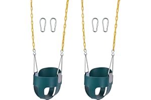 Lovely Snail Toddler Swing Seat High Back Full Bucket Swings 2 Pack Outdoor with 66" Heavy Duty Plastic Coated Chains, Playground Swing Set Accessories