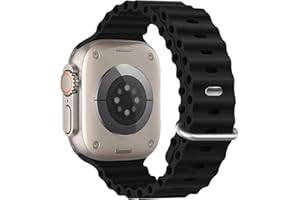 SURUNDO Ocean Silicone Sport Band - Compatible with Apple Watch Ultra 2/Ultra Band 49mm 46mm 45mm 44mm Men Women, Breathable Soft Waterproof Strap for iWatch Ultra 2, iWatch Ultra Series 10 SE/9/8/7/6/5