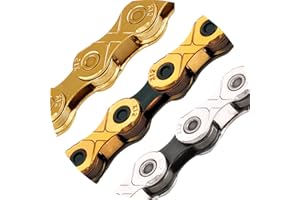 KMC X12 Chain 12-Speed | Mountain Bike/Road/Gravel |Shimano, SRAM, Campagnolo Compatible | 126 Links, Missing Link Included | TI Gold/Black