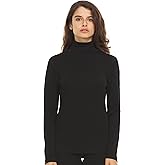 100% Merino Wool Womens Long Sleeve Midweight Turtleneck - Warm Sweater - Fold-Over Turtleneck