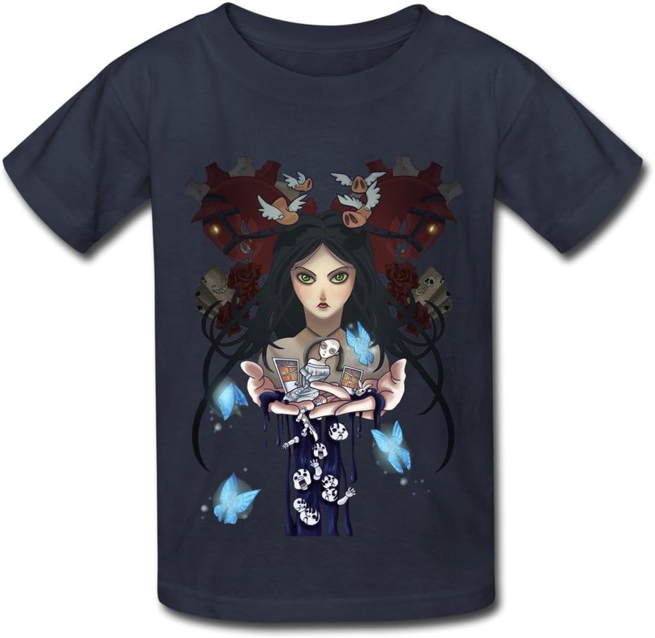 Kazzar Kid's Funny Alice Madness Return Design Round Collar T Shirt