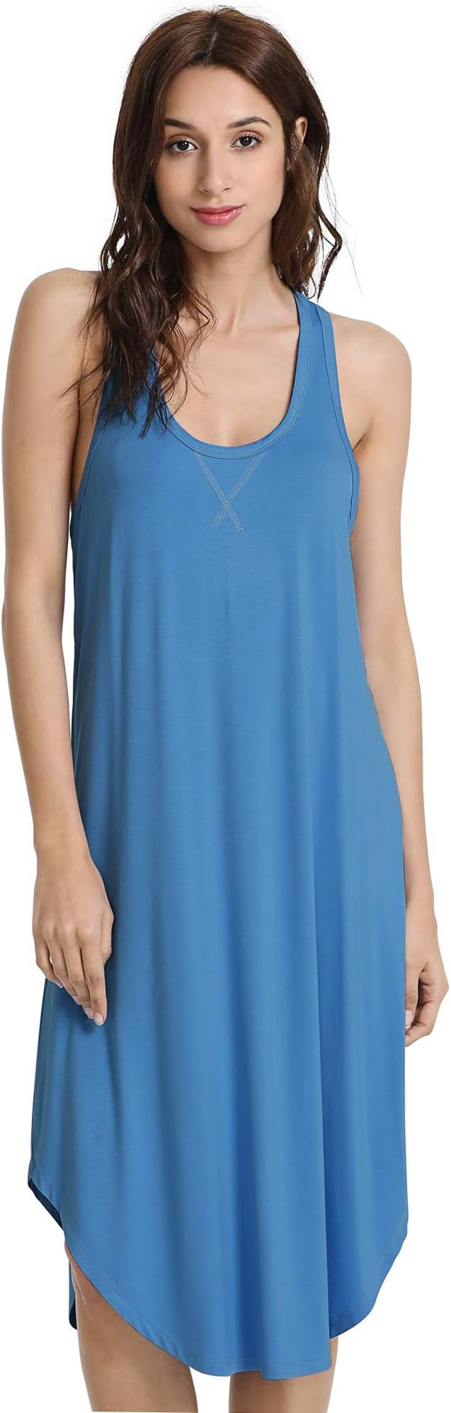 Bamboo Nightgowns for Women Sleeveless Soft Chemise Sleepwear Summer Cute Sleep Dress Loose Nighties Casual Nightshirt