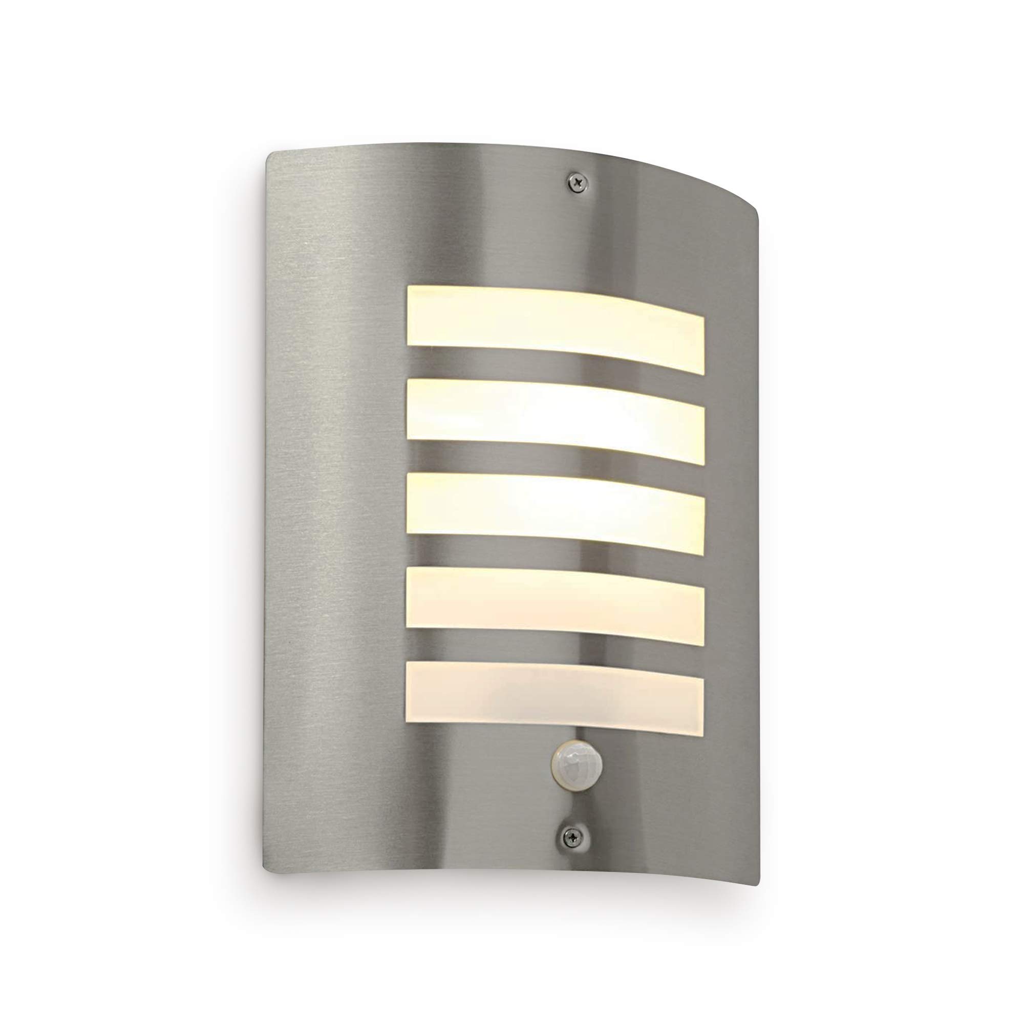 National Lighting Bianco PIR Lights Outdoor - Outside Lights Mains Powered - Security Lights with Motion Sensor Mains Powered - IP44 Rated Wall Lights - E27 LED Compatible