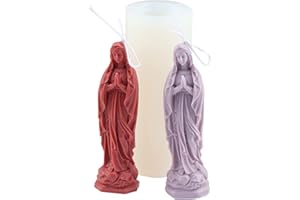 LSLEVA 3D Virgin Mary Shape Silicone Candle Molds, DIY Goddess Molds for Candle Making Resin Soap Casting Cake Chocolate, Aroma Gypsum Molds for Home Decor, 5.3"