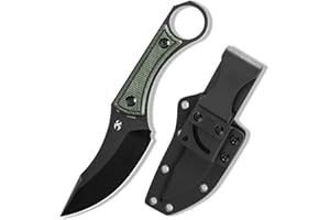 KANSEPT Niko Fixed blade Knife with Sheath, 3.54'' Black TiCn Coated D2 Blade and Green Micarta with Frag Pattern Handle, Adjustable Kydex Sheath for EDC,Fixed Knifes for Camping Hiking Fishing G004A2