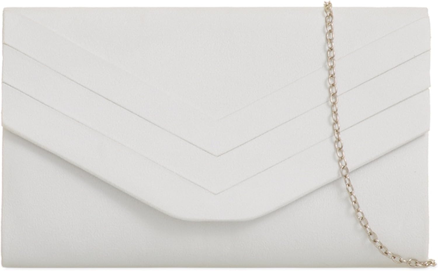 fi9 Women's Stylish Suede Envelop Style Bridal Wedding Evening Clutch Party Purse Hand Bag (White), 15cm x 24.3cm x 6.3cm