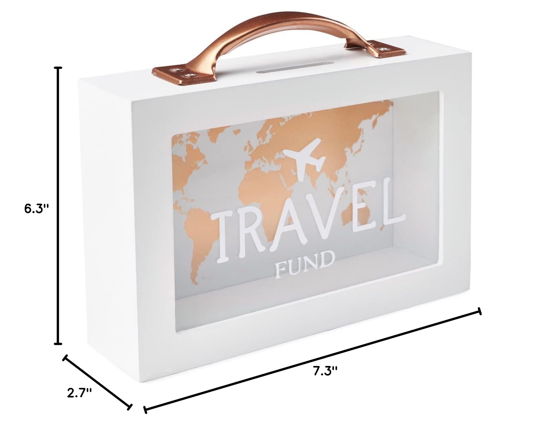 Shadow Money Box for Travel Savings - Coin Bank for Adults - Vacation Jar - White Saving Box With Handle - Honeymoon Fund - Adventure Fund
