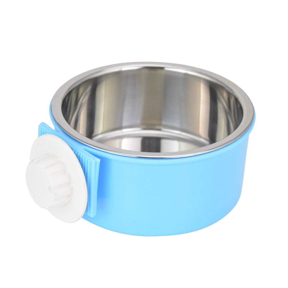 ShareWe Pet Hanging Bowl 2-in-1 Removable Stainless Steel Dog Crate Bowl Food Water Hanging Bowl for Dog Cat Bird Rabbit Hamster Ferret (Blue)