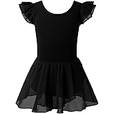 MERIABNY Girls Leotards for Dance Ruffle Sleeves Criss-cross Back Ballet Tutu Dresses for 3-9 Years Old