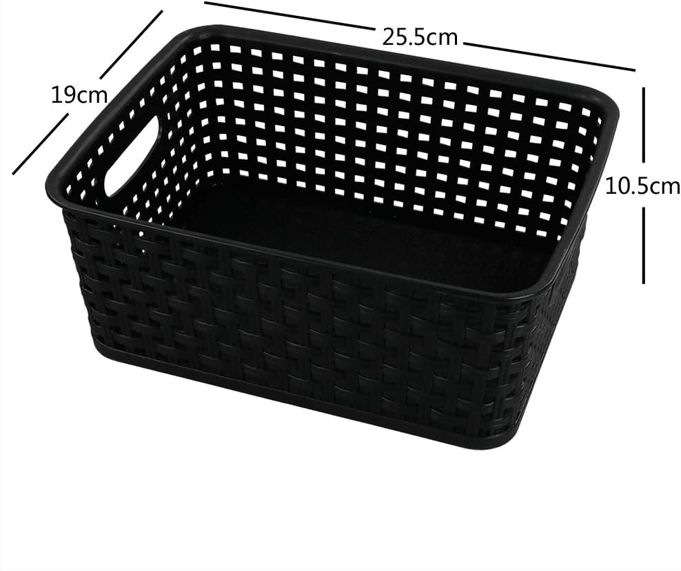 Eudokky Black Plastic Woven Baskets for Storage Set of 6 Small Basket Bins - Image 4