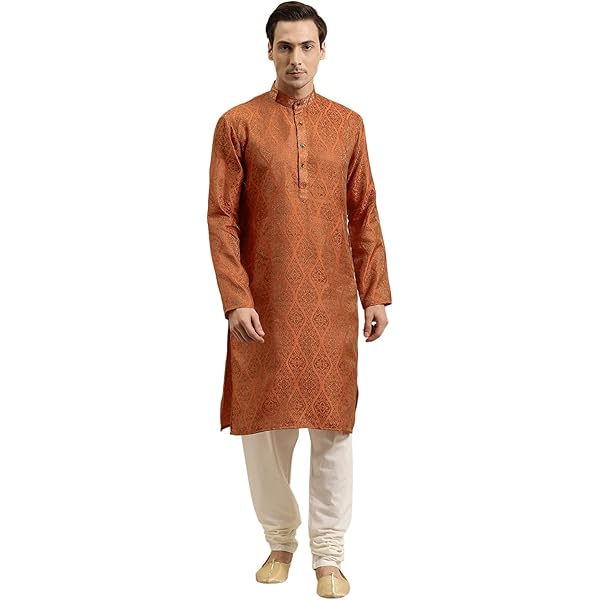 Naranja Kurta Pijama Con Oro Rosario 51220453 PNG