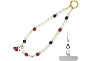 pcgaga Designed Pearl Beaded Phone Charm Wrist Strap, Handmade Anti-Theft Bracelet Straps, Detachable Wrist Chain Lanyard for Mobile Phone Accessories, Keychain, Women Gifts
