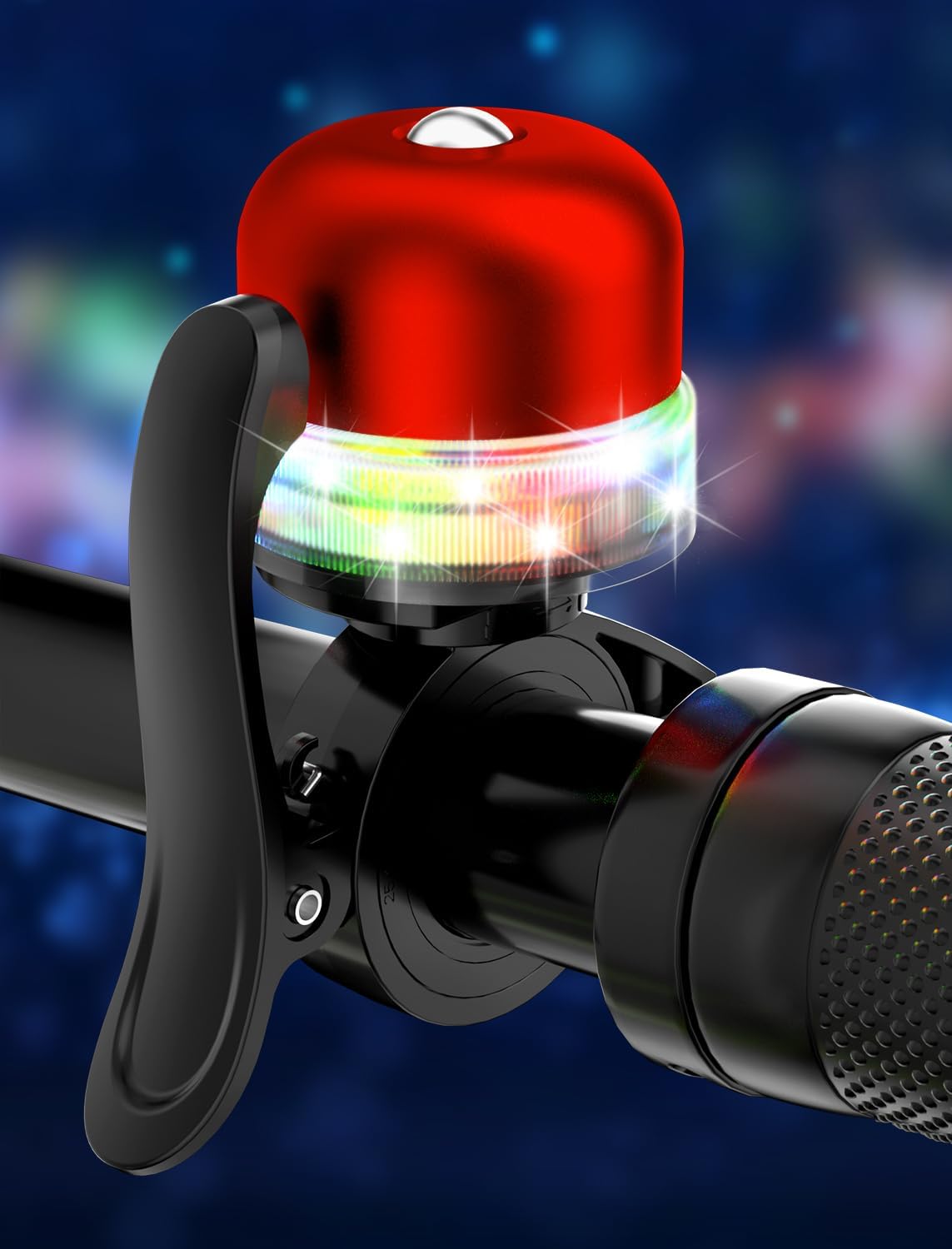 Photo 1 of Bike Bell for Kids & Adults, Light up Bike Accessories Adjustable with Ferrules Fit for 0.74-1.25in(19-31.8mm) Bicycle Handlebars, Aluminum Made & Crisp Sound for Mountain Dirt Road Bike Ebike(Red)