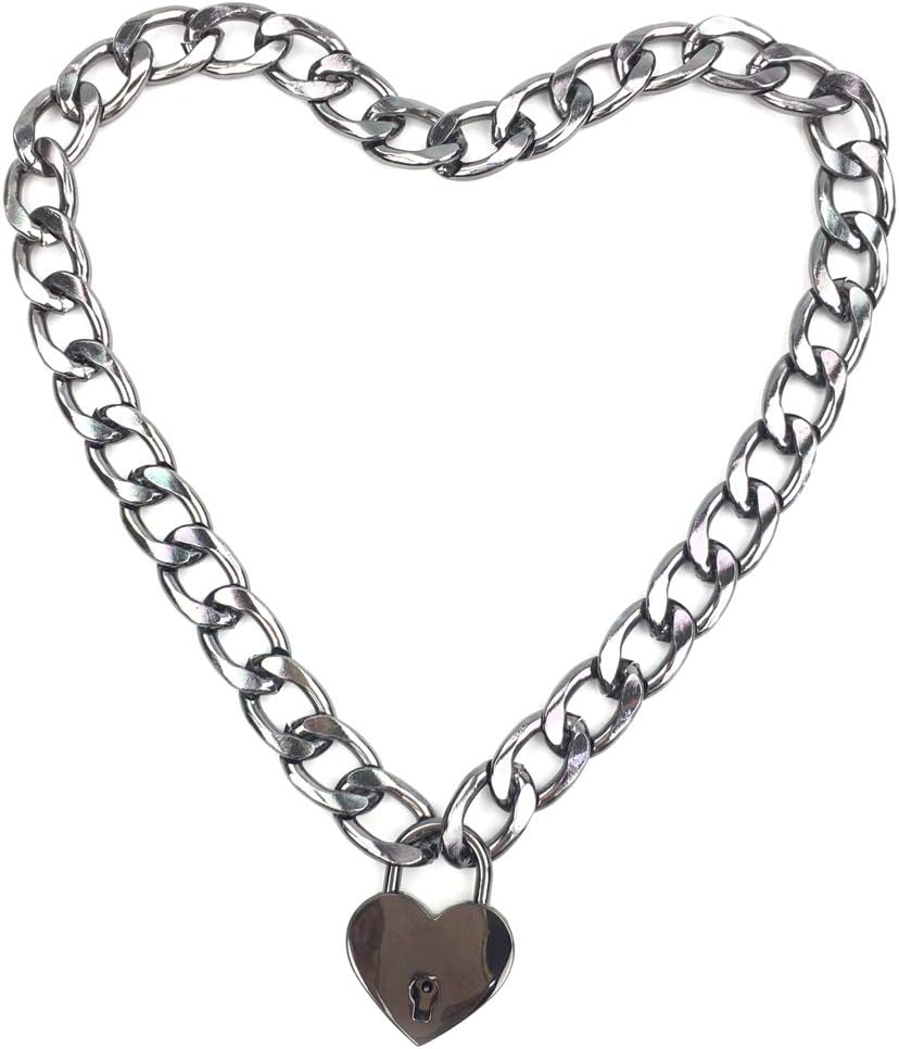 Intimate LoverHeart Chain Necklace Collar Heart Padlock Choker for Men, Women and Pet