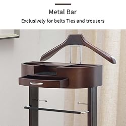 MLIKYRGK Wood Suit Valet Stand With Drawer Top Tray