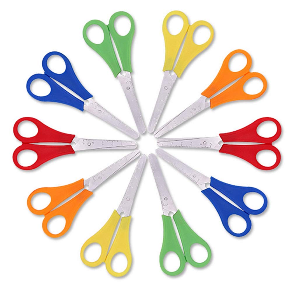 umorismo 10 Pcs Kids Scissors Blunt tip Children Safety Scissors with cm Scale, Preschool Training Scissor with Plastic Handle for Art Craft,Students Office