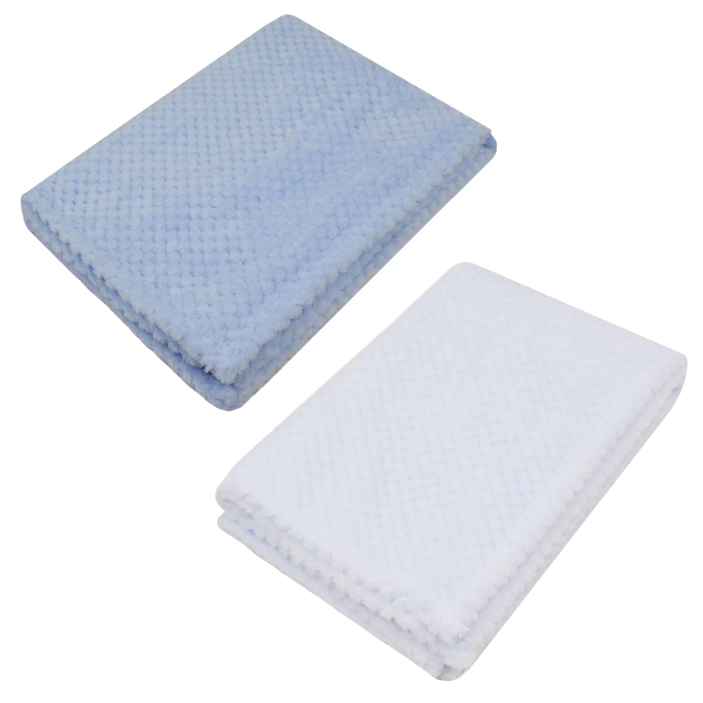 Baby Togs Baby Blanket for Newborn and Toddler Boys and Girls, Waffle Fleece Baby Wraps 2 Pack Blue and White
