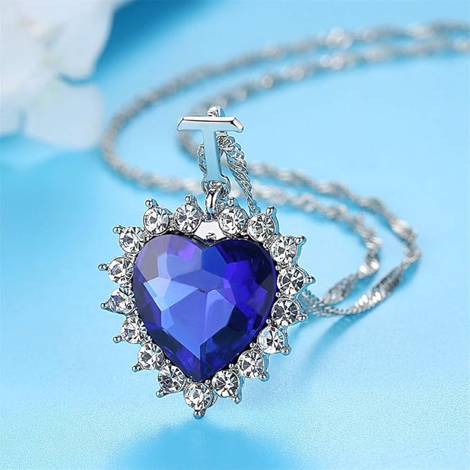 Modeschmuck Halsketten Anhanger Fur Damen New Titanic Heart Of The Ocean Silver Blue Diamond Necklace Her Valentines Gift Uhren Schmuck