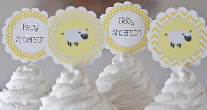 Amazon Com 12 Lamb Sheep Baby Shower Cupcake Toppers Unisex