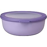 Mepal Cirqula 42oz/1,250ml Multi Food Storage & Serving Shallow Bowls with Transparent Lids | Perfect for Food Prep | Microwave & Dishwasher Safe | Nordic Lilac | Made in Holland