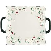 Pfaltzgraff Winterberry Square Platter with Handles, Multicolored, 15.25 Inch