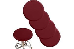 DEBRUYNE ANWUCHEN Stool Covers Round,4 Pieces Stretch Round Bar Stool Covers Soft Bar stool seat covers Washable Stool Cushion Covers Elastic Bar Chair Covers for 13-18 Inch Wooden Metal Round Chairs (Red)