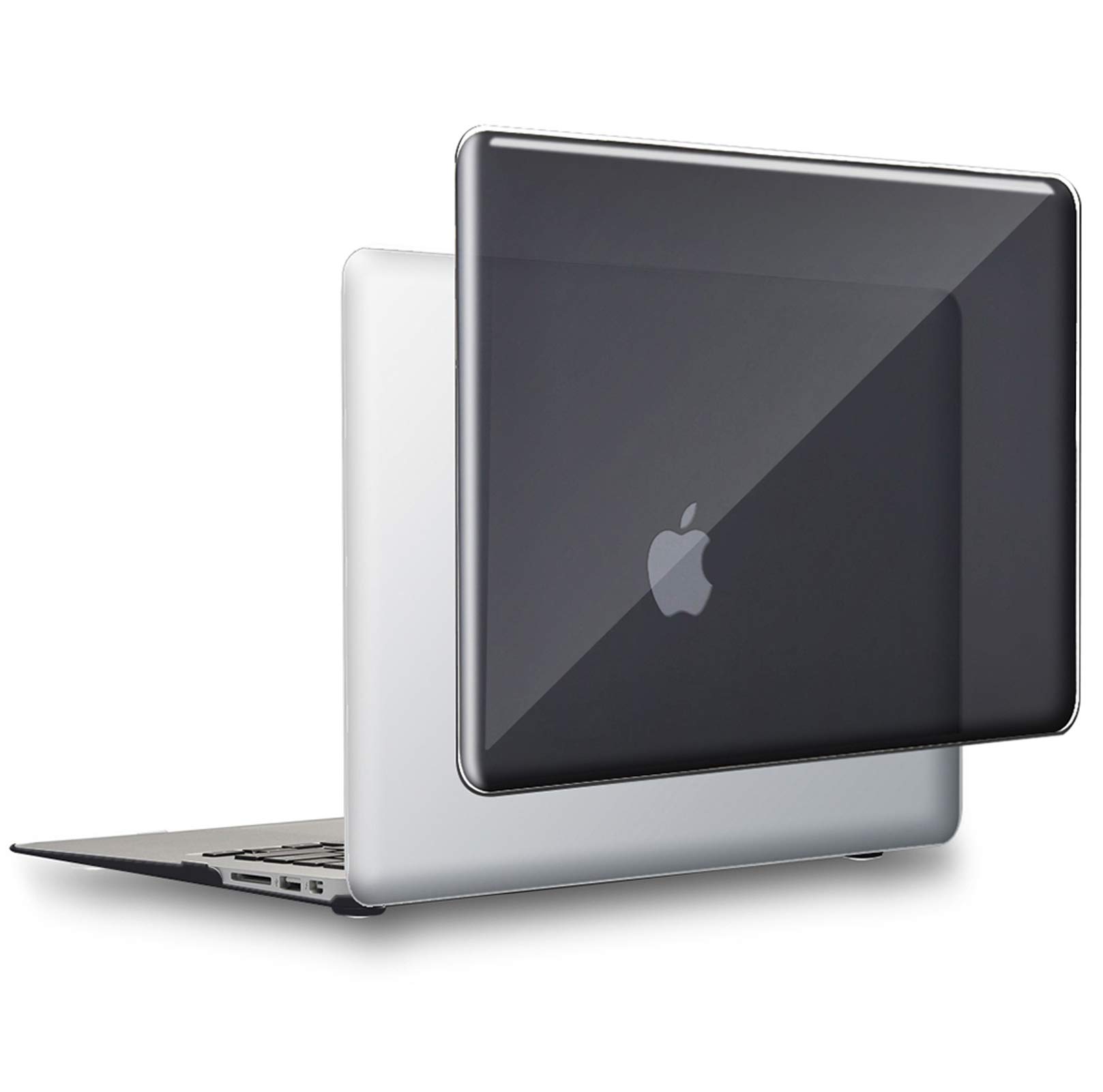 UESWILL Glossy Crystal Clear See Through Hard Shell Case Cover Compatible with MacBook Air 11 inch (Model: A1370/A1465) + Microfibre Cleaning Cloth, Black