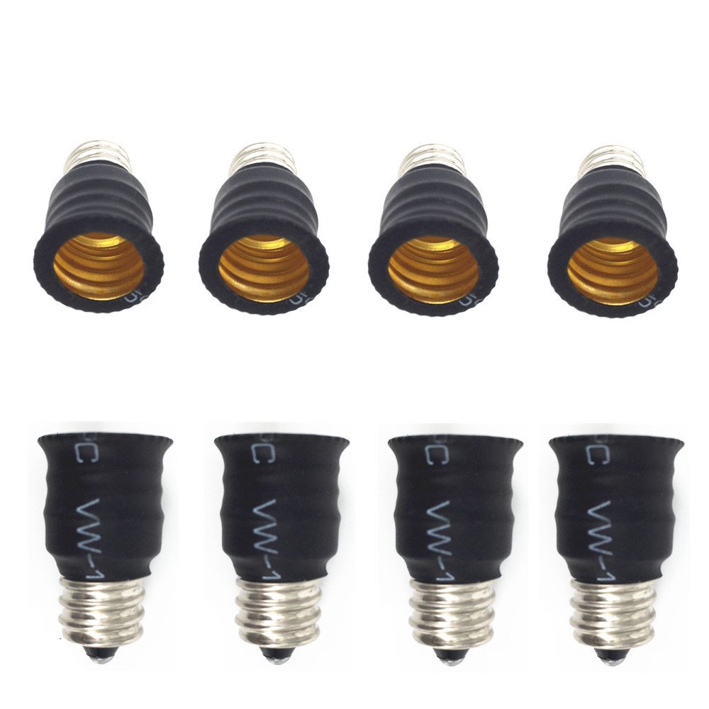 DZYDZR 8 Pack E12 to E14 Bulb Converter Adapter for LED Light Lamp (Black)