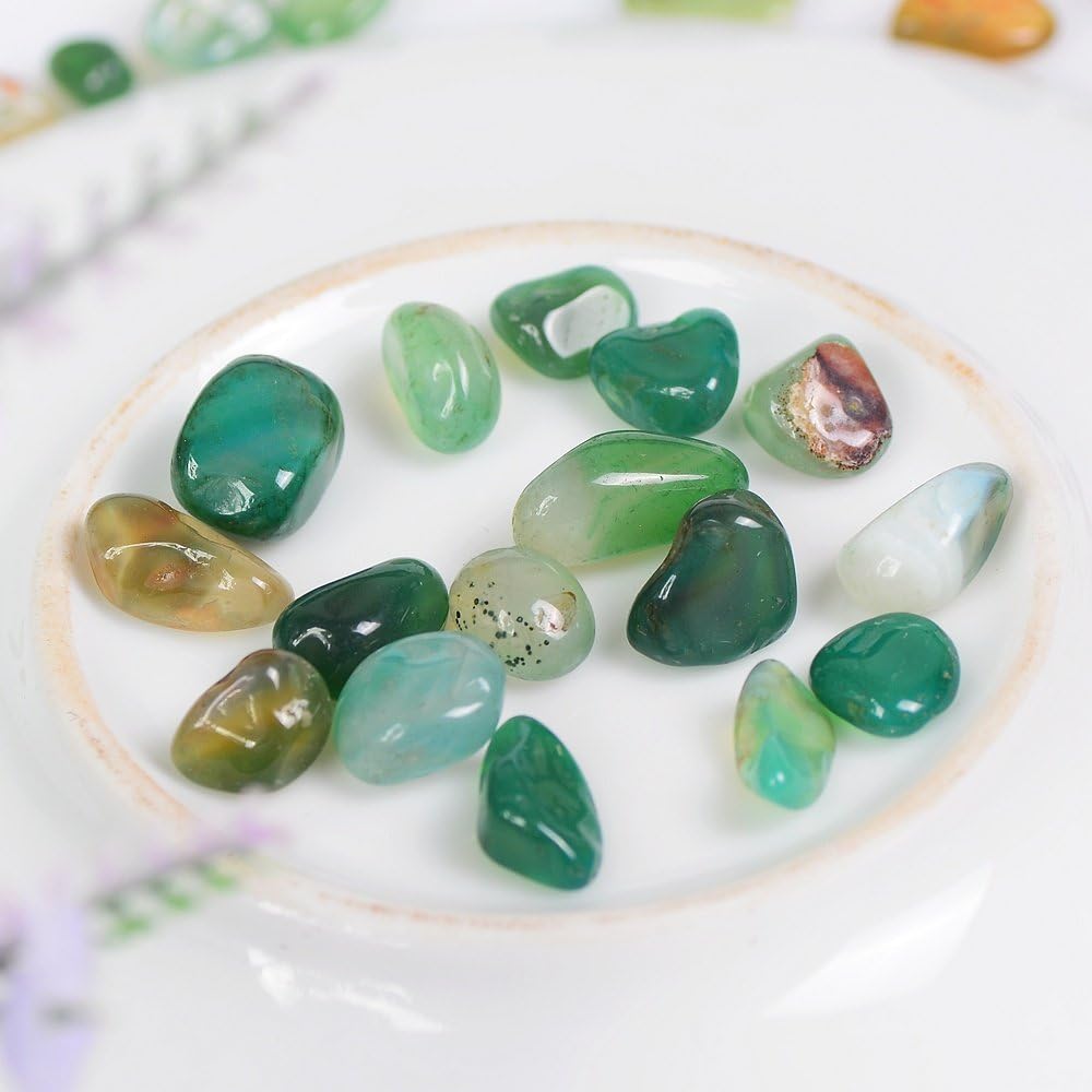 OCN-HEALING 200g Crystal Tumbled Polished Natural Agate Gravel Stones for Plants and Crafts - Small Size - 7mm to 9mm Avg (Yellow Agate) : Garden & Outdoor
