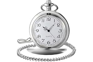 LYMFHCH Classic Smooth Vintage Quartz Pocket Watch, Arabic Numerals Scale Mens Watch with Chain Christmas Graduation Birthday Gifts Fathers Day