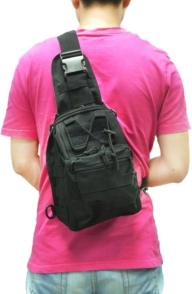 Qcute Oxford Fabric Multifunctional Unisex Chest Shoulder Satchel Bag, Tactical Sling Pack/Camping Shoulder Pack, Fit for iPod, iPad, iPhone 6 6Plus, MP3, S6 Android Smart Phone (Black) : Clothing