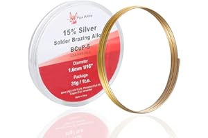 FOX ALLOY 15% Silver Solder Brazing Alloy BCuP-5 1 Troy Once (31 g) 1/16"1.6mm for Copper and Copper in Air Conditioning Refrigerator Cold Storage HVAC Units