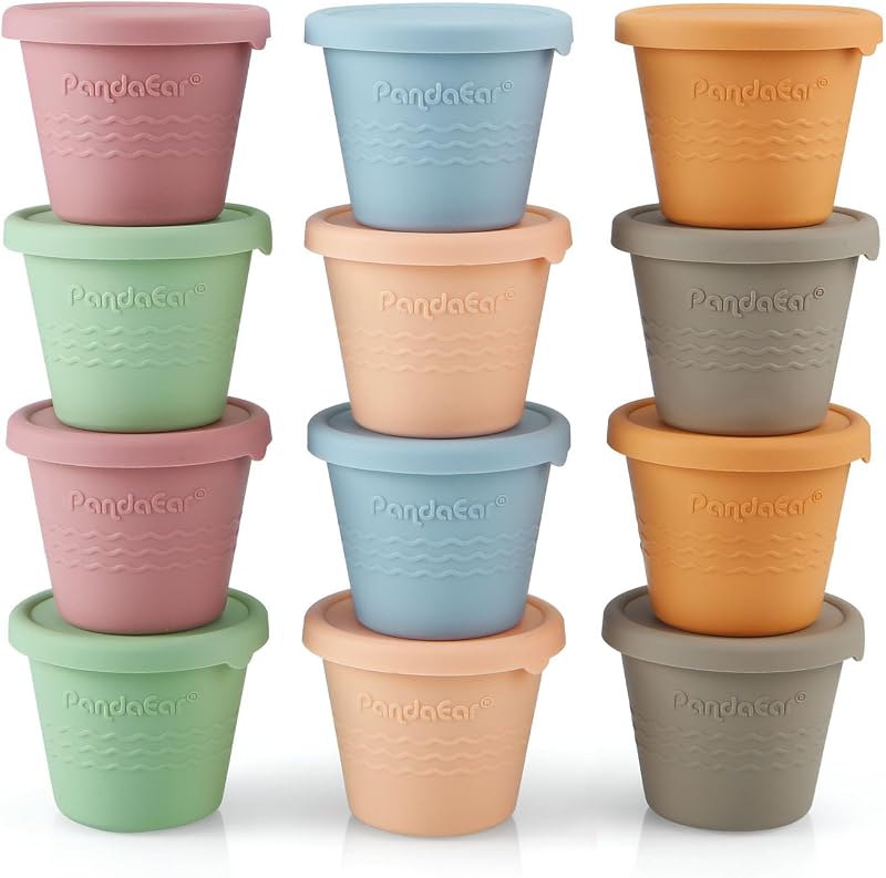 PandaEar 12 Pack Silicone Baby Food Storage Containers 4 oz with Lids