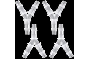 PAGOW 4 Pcs Hose Barb Fitting, 1/4" Plastic Hose Barb Tee 3 Way Y Shape Barbed Fitting for Air Line Tubing Pipe, Oxygen Tubing Pipe, Household Fuel, Gas, Water