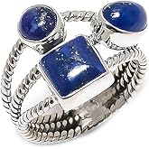 AUDRIELLE Handmade 925 Sterling Silver Gemstone Rings for Women, Adjustable Multi-Design Statement Rings, Handmade Design Color Stones Jewelry Collection