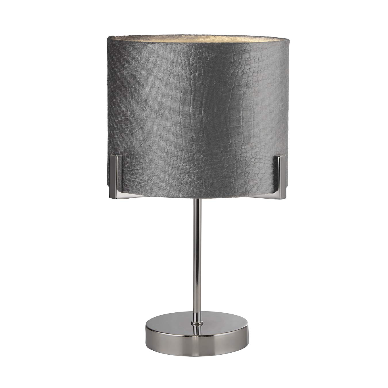 Lighting Collection 1 Light Alligator Snake Skin Grey Velvet Table Lamp, Chrome