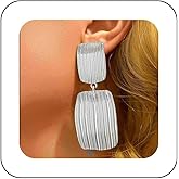 Iaceble Punk Hammered Square Dangle Earrings Gold Square Stud Earrings Textured Square Earrings Exaggerated Geometric Earrings Jewelry for Women