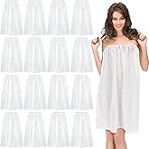 Janmercy 16 Pcs Disposable Spa Wraps for Women with Adjustable Closure Non Woven Towel Sweat Steaming Salon Bathrobe(White)