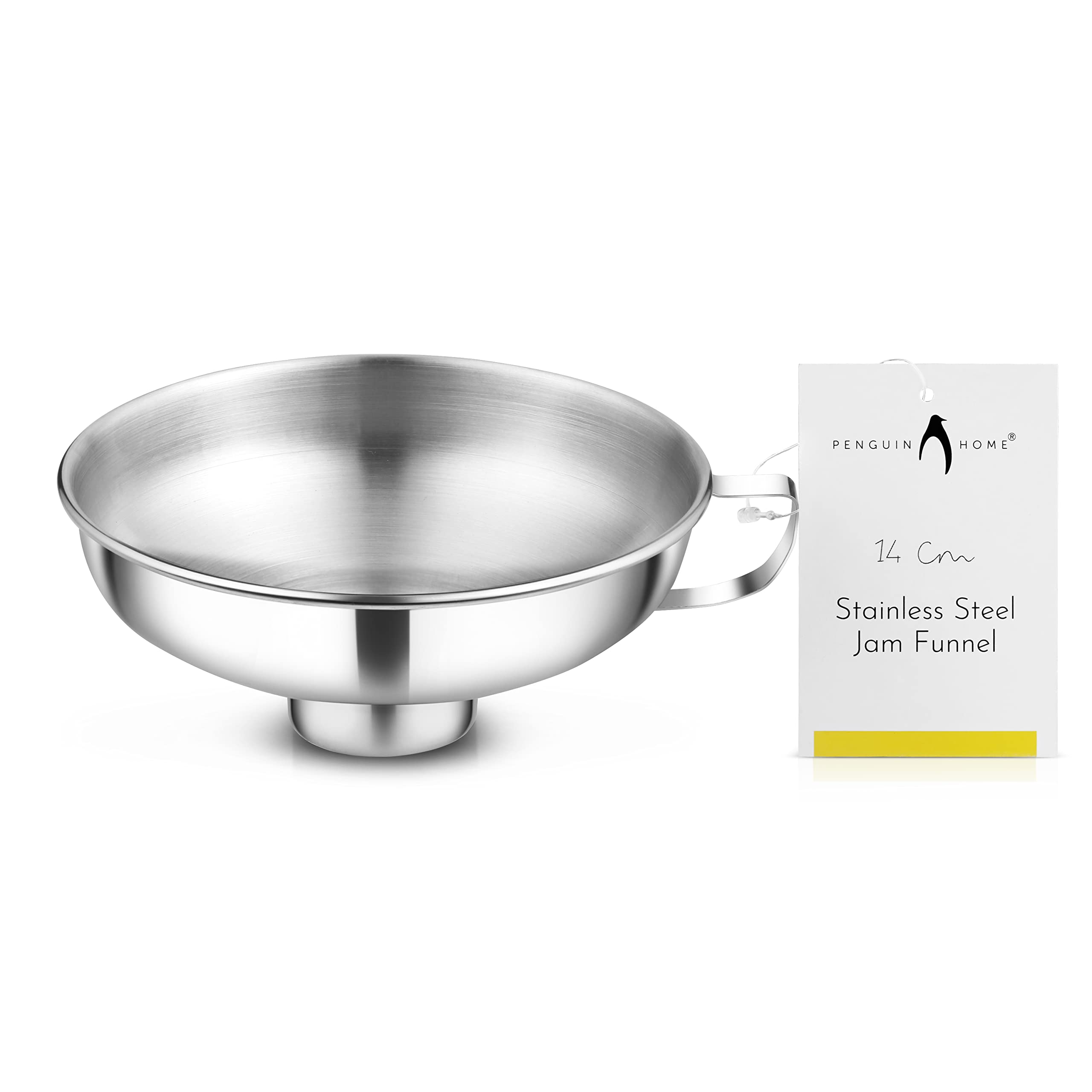 Penguin Home 14cm Stainless Steel Easy Fill Funnel for Maslin Pan & Preserving Jars | No Spilling Kitchen Funnel for Jam, Chutney & Essentials | Dishwasher Safe